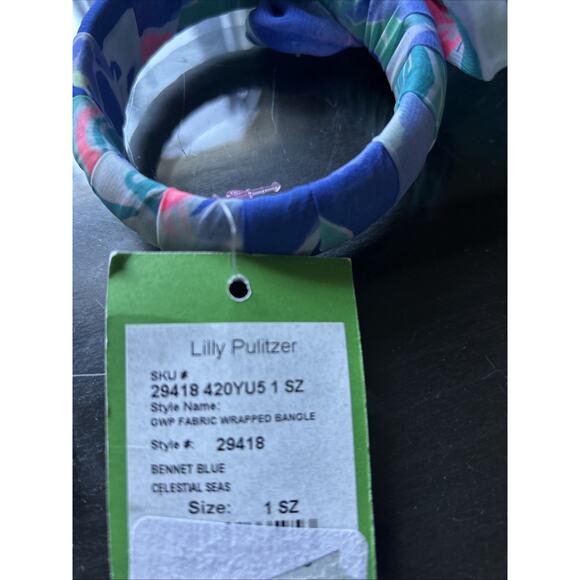 Lilly Pulitzer Fabric Wrapped Bow Bangle Bennet Blue Celestial Seas One Size NWT - Picture 6 of 10